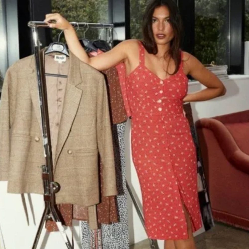 French red summer dress in S